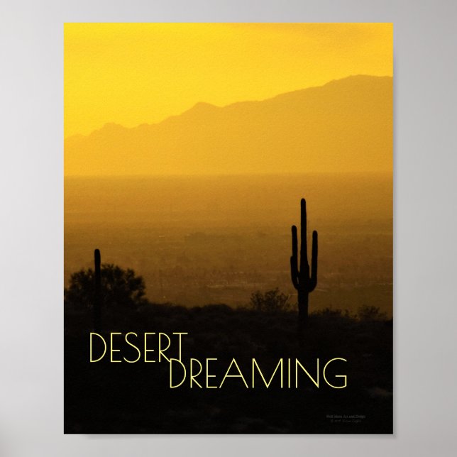 Poster Saquaro Cactus Arizona Sunset Amber Amarelo (Frente)