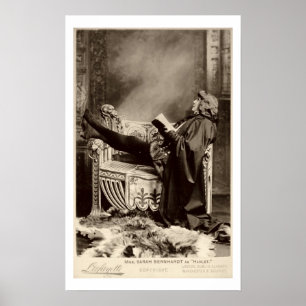 Pôster Sarah Bernhardt (1844-1923) como Hamlet no 1899