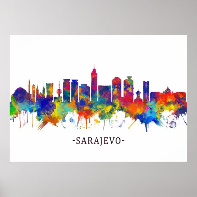 Poster Sarajevo Bósnia e Herzegovina Skyline (Frente)