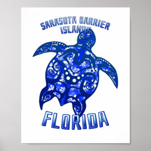 Poster Sarasota Barrier Flórida Tartaruga Tribal de Vacin