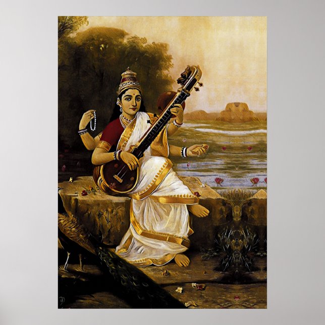Poster SARASWATI - Divindade das artes e dos rios (Frente)
