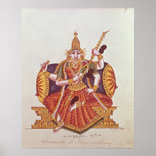 Poster Saratheswathee, deusa hindu de aprender (Frente)