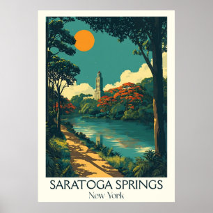 Poster Saratoga Primavera NY Vintage Park Tree Viagem Art