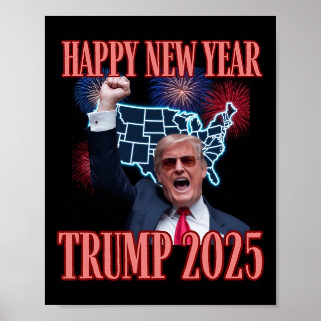 Poster Sarcastic Trump Feliz ano novo 2025 47º Presidente (Frente)