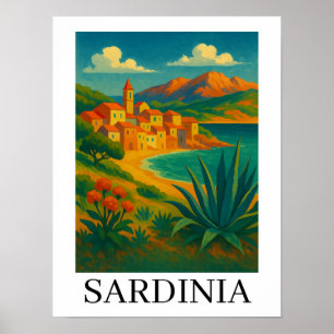 Poster Sardenha Itália Arte de Viagem Vintage