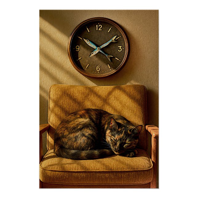 Pôster Sardine O’clock Dreamtime – Surreal Cat Art (Frente)