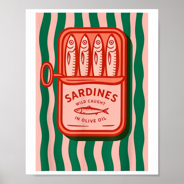 Poster Sardines Tinned Fish Retro Graphic Summer For Men  (Frente)