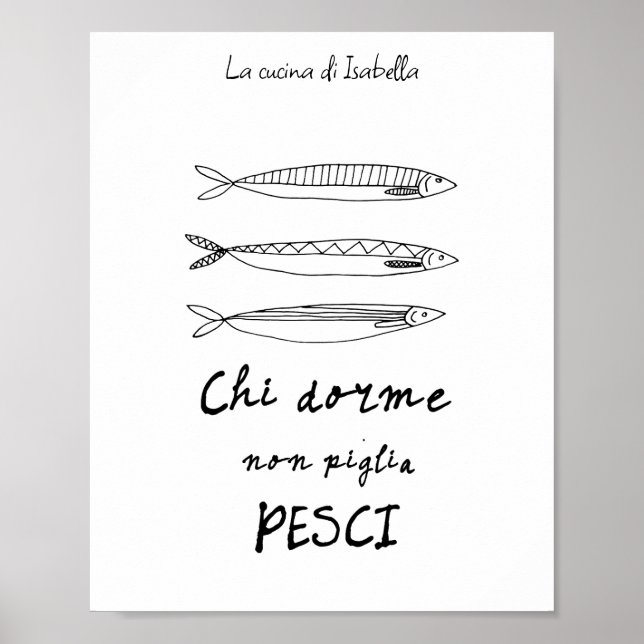 Poster Sardinha de cozinha italiana desenho das aspas em  (Frente)