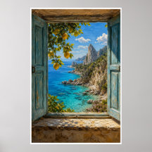 Sardinia Italy Coastal Faux Window 
