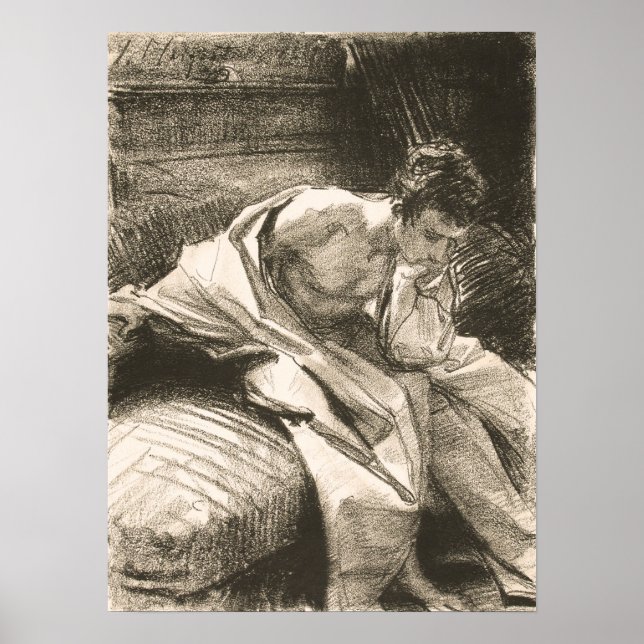Poster Sargent - Estudo De Jovem Sentado (Frente)