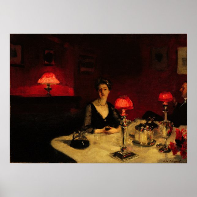 Poster Sargent - O Copo De Porto, Mesa De Jantar À Noite (Frente)