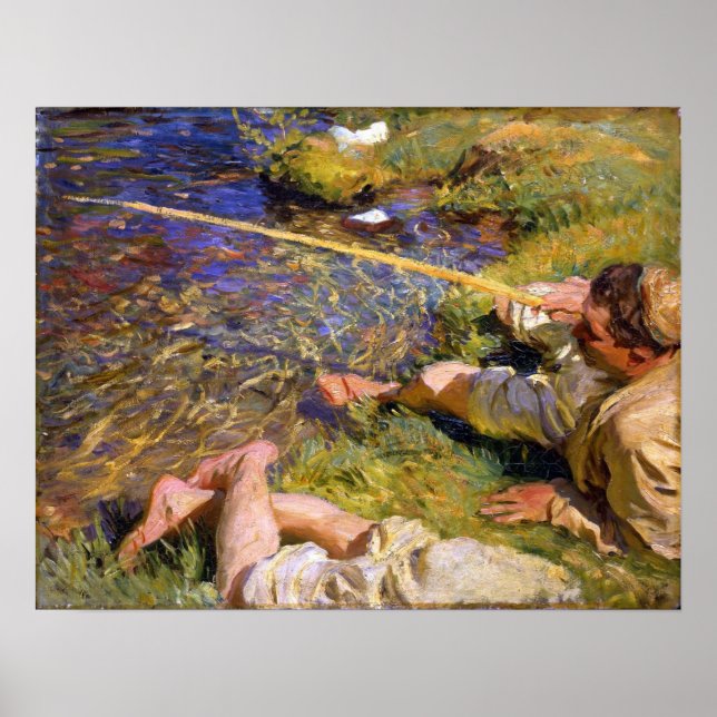 Poster Sargent - Val D'Aosta, A Man Fishing (Frente)