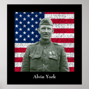 Pôster Sargento York e a bandeira americana