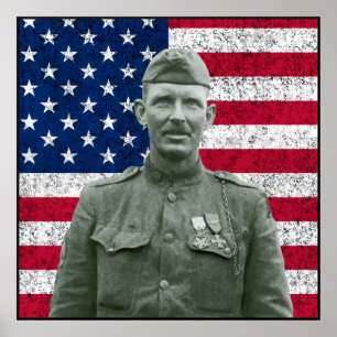 Poster Sargento York e a bandeira americana -- Beira