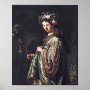 Poster Saskia van Uylenburgh como Flora, Rembrandt, 1634