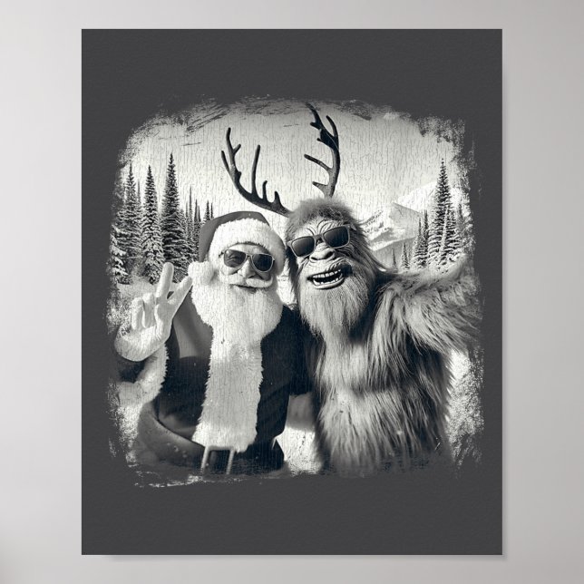 Poster Sasquatch 67 Christmas Tree Funny Santa Bigfoot  (Frente)