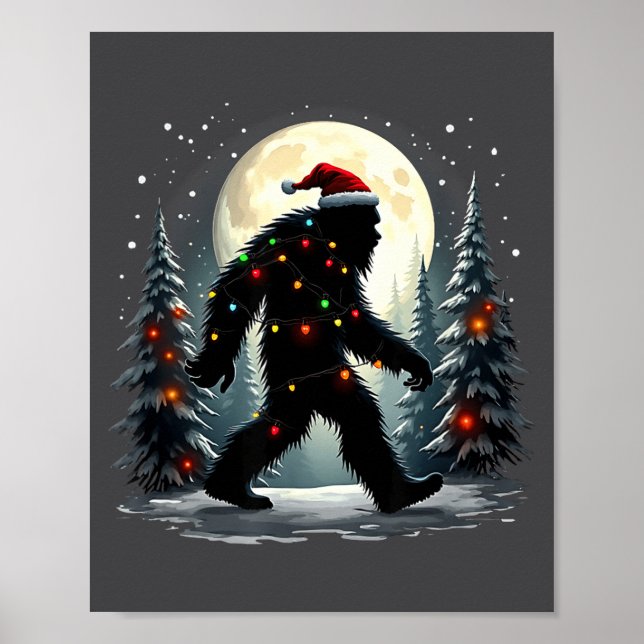 Poster Sasquatch 67 Santa Bigfoot Christmas Tree Funny  (Frente)