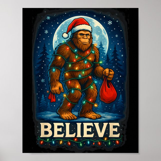 Poster Sasquatch Christmas Lights Holiday Believe  (Frente)
