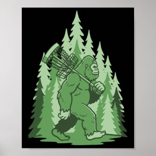 Poster Sasquatch Disc Golf Sket Floresta Frisbee Engraçad