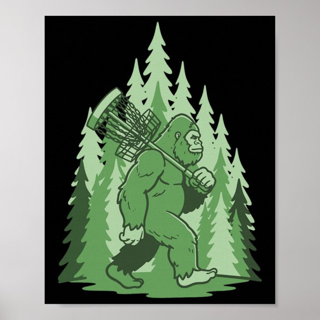 Poster Sasquatch Disc Golf Sket Floresta Frisbee Engraçad (Frente)