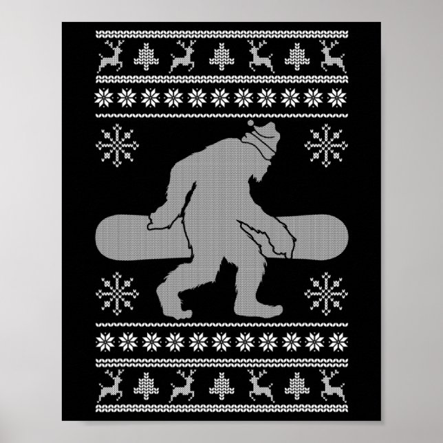 Poster Sasquatch indo Snowboard Feia Natal Bigfoo (Frente)