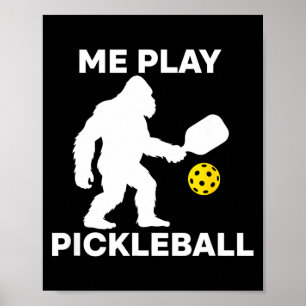Poster Sasquatch joga pickleball divertido jogador bigfoo