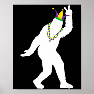 Poster Sasquatch mascarada mardi gras crente do pé grande