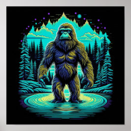 Poster Sasquatch na Arte Woods Ai