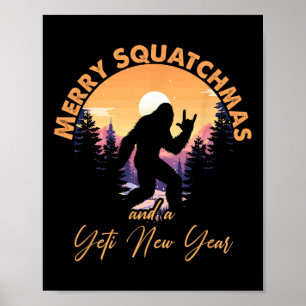 Poster Sasquatch Papais noeis Yeti Feliz Squatchmas Bigfo