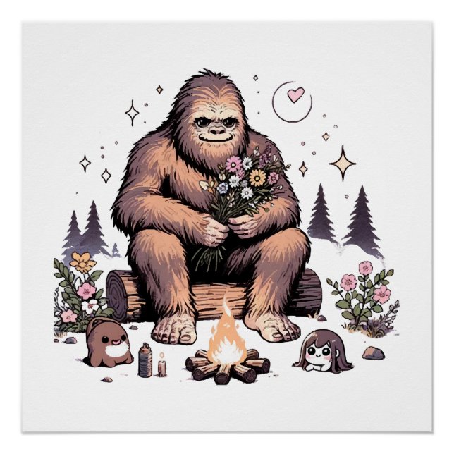 Pôster Sasquatch Segurando Flores (Frente)