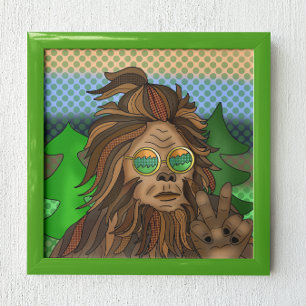 Poster Sasquatch Sinal de Paz Pé-Grande Retro