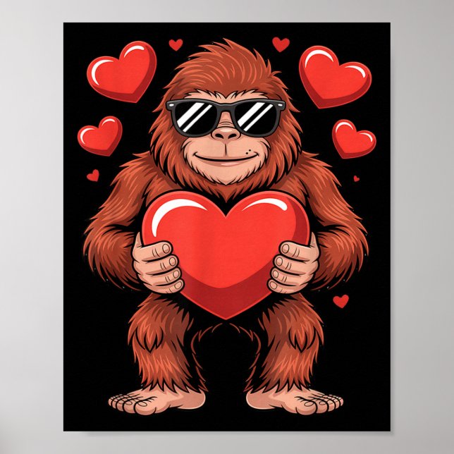 Poster Sasquatch Valentine's Day - Bigfoot Heart Sungles  (Frente)