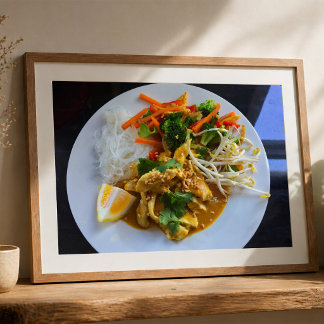 Poster Sate de Frango Tailandês com Legumes e Arroz