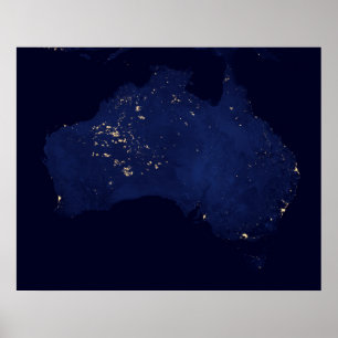 Poster Satélite As Luzes Noturnas Da Austrália.