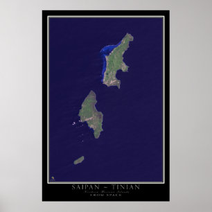 Poster Satélite das Ilhas Marianas Nortes Saipan-Tinianas