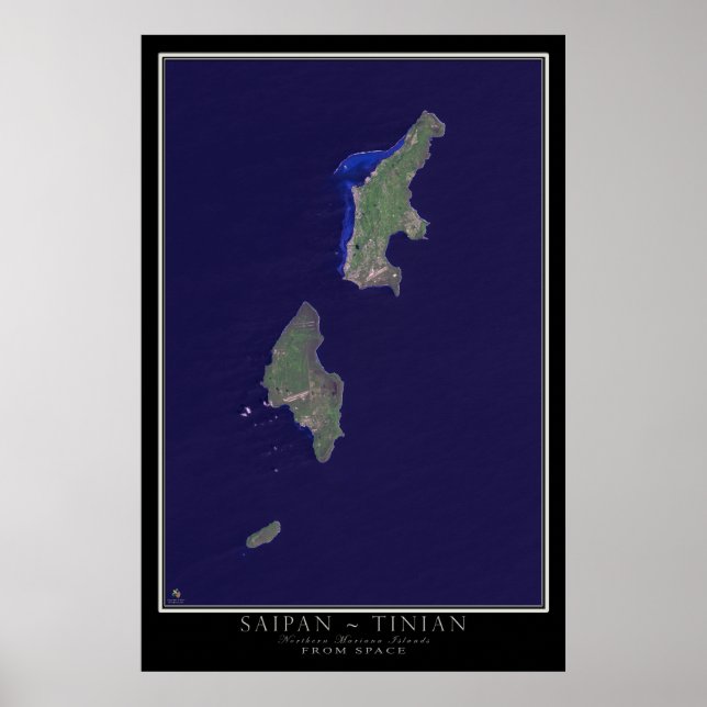 Poster Satélite das Ilhas Marianas Nortes Saipan-Tinianas (Frente)