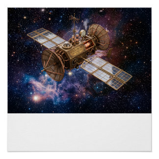 Pôster Satélite de Comunicações Steampunk Estrelado