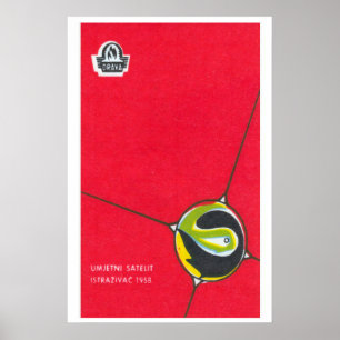 Poster Satélite Estilizado Iugoslávia Caixa de Fósforos M