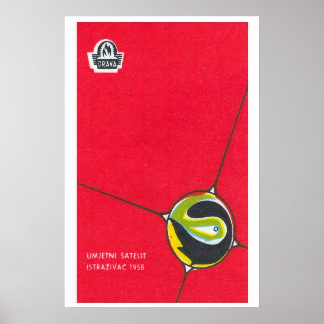 Poster Satélite Estilizado Iugoslávia Caixa de Fósforos M (Frente)