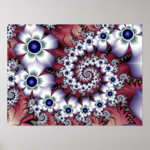 Poster Satin Pearl Blossom Espiral Botânico Fractal