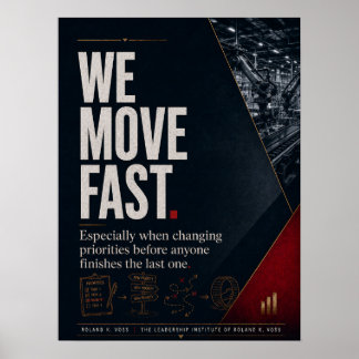 Poster Sátira de Liderança Corporativa 'Nós Nos Movemos R