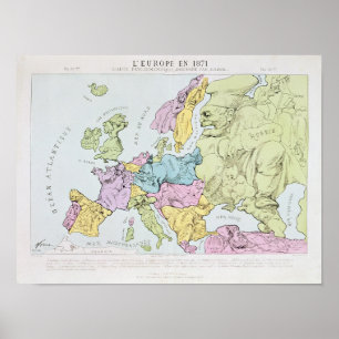 Poster Satirical Map of Europe   1871