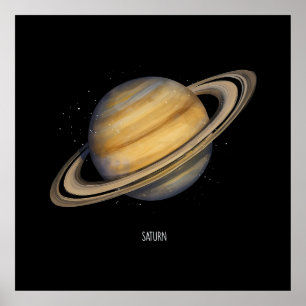 Poster Saturno artístico com anéis vibrantes