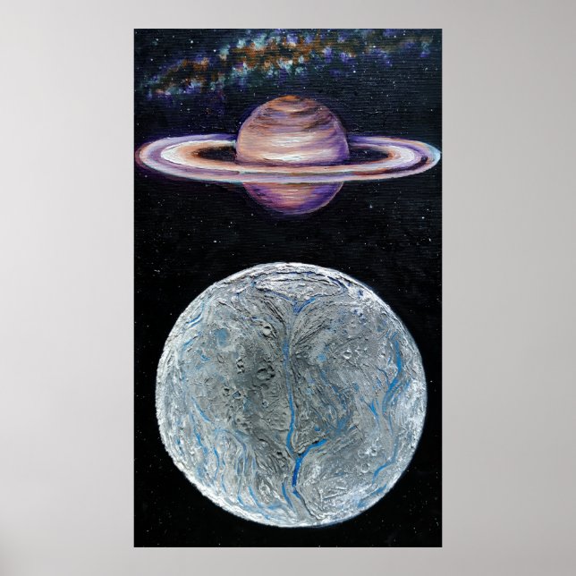 Poster Saturno e Enceladus (Frente)