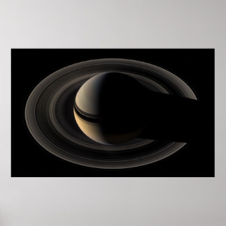 Pôster Saturno iluminado por trás de Cassini Orbiter