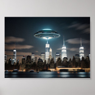 Poster Saucer Voando Por Cidade