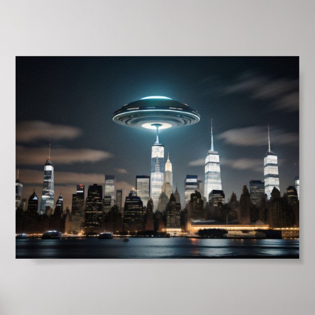 Poster Saucer Voando Por Cidade (Frente)