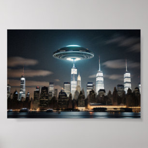 Poster Saucer Voando Por Cidade