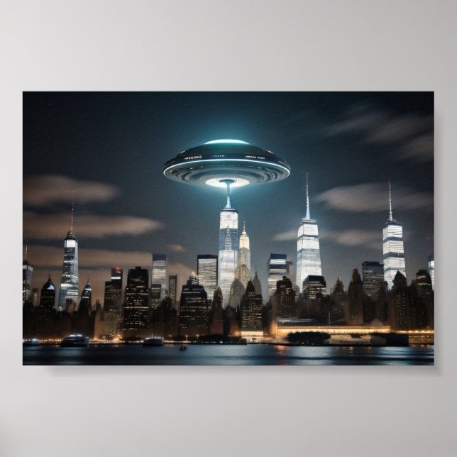 Poster Saucer Voando Por Cidade (Frente)
