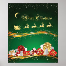 Saudação de Natal com Santa Cláusula e renas